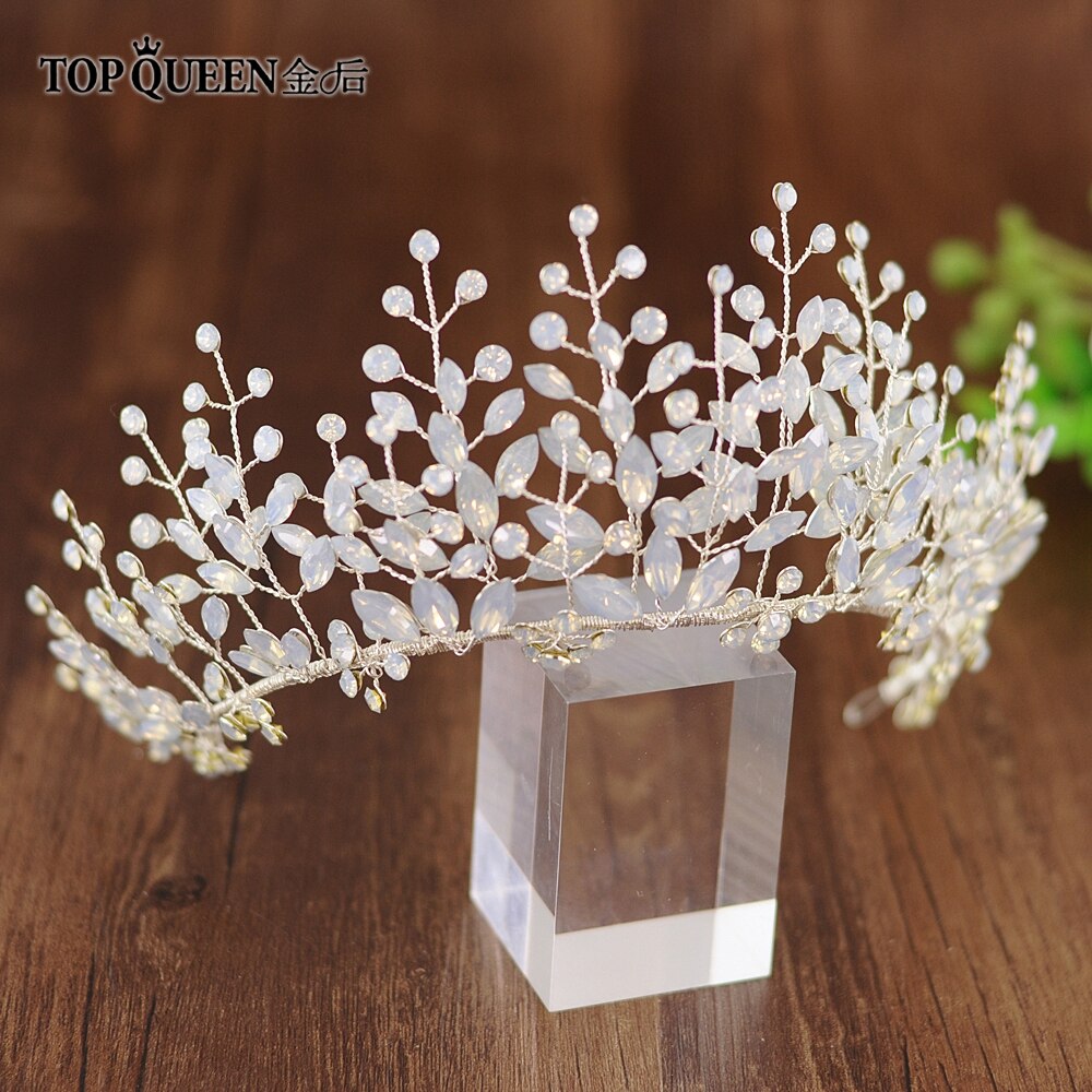 TOPQUEEN HP200 Bridal Tiara Crystal Wedding Tiara and Crown Crystal Bride Hair Jewelry Handmade Wedding Hair Accessories