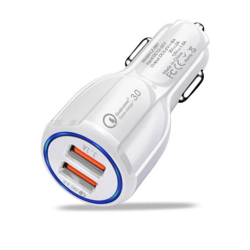 Carregador de carro usb carga rápida 18w 3.0 para o telefone móvel duplo usb carregador de carro qc 3.0 adaptador de carregamento rápido mini usb carregador de carro