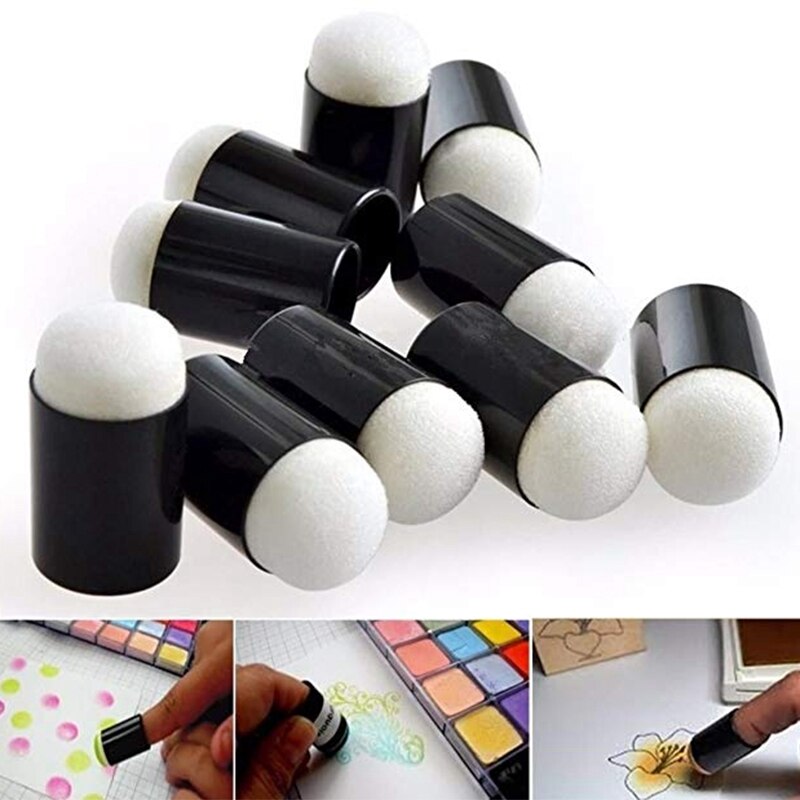 50 Uds esponja para dedos Dauber pintura almohadilla de tinta cepillo para estampación estuche para manualidades herramientas de arte con caja Oficina dibujo escolar DIY Craft
