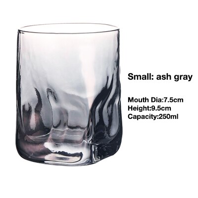 Vierkant gehamerd whiskyglas, waterglas, waterbeker, sapglas, wijnglas, drinkbeker 250ml/330ml: Klein asgrijs