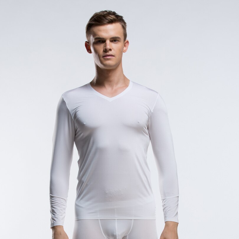 Underkläder herr långkalsonger topp termisk v-ringad bomull spandex märkeskläder is siden topp asiaskin