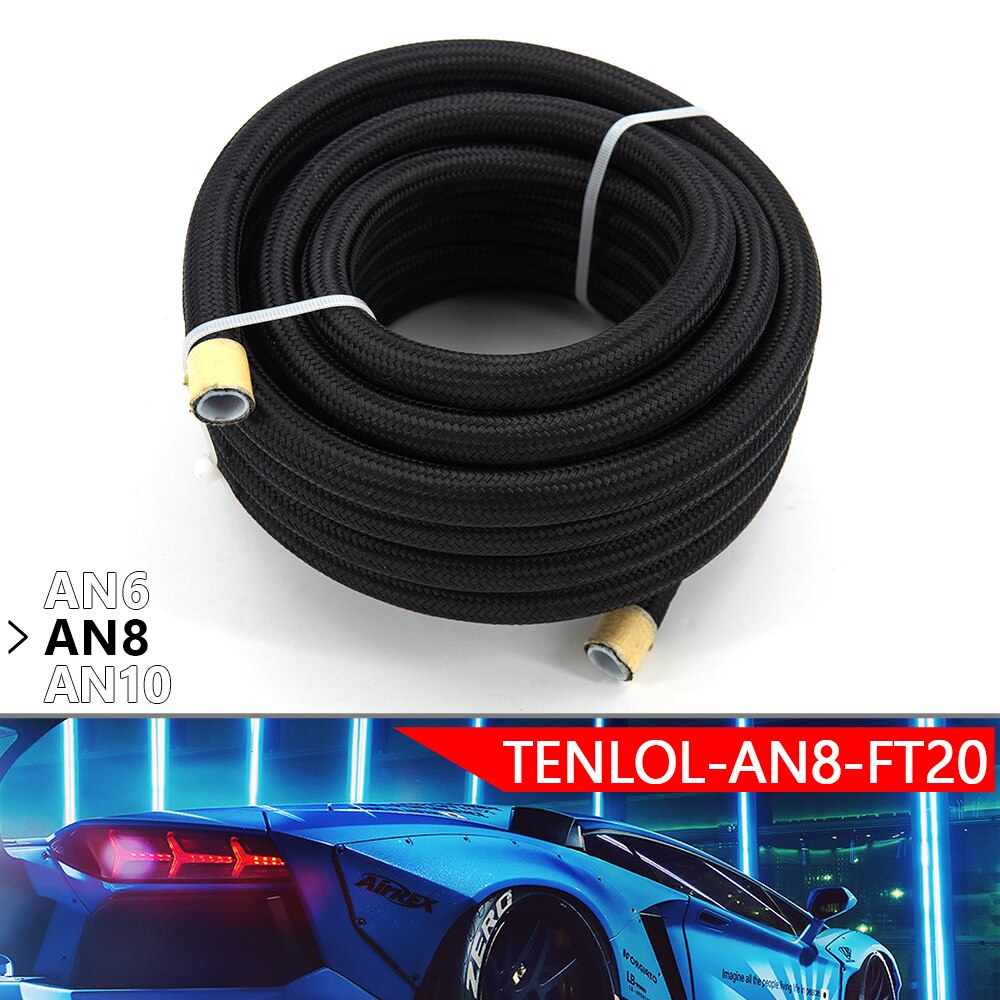10/20 meter 3m/6m an6 an8 an10 ptfe oljedrivstoffslange med nylonflettet innside av ptfe: Multi