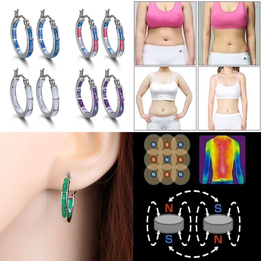 Multicolor Verlieren Gewicht Hoop Ohrringe Abnehmen Chakra Edelstahl Gesunde Stimulation Akupunkturpunkt Gallenstein Ohrringe