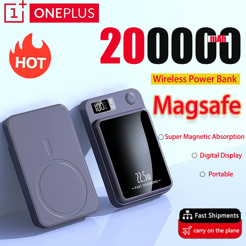Oneplus 200000mAh Draadloze Magnetische Power Bank 22.5W Snel Opladen Draagbare Externe Batterij PowerBank Magsafe voor iPhone Huawei