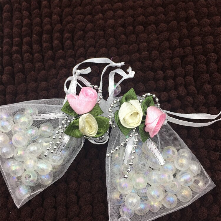 100 stk / parti high-end tæt organza taske koreansk tulipan mønster bryllupsposer løbebånd slik taske smykker poser 9*12cm