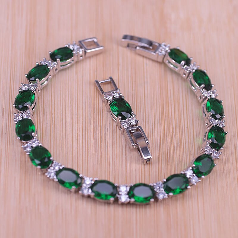 Risenj venäläinen tyyli vihreä kivi valkoinen kristalli hopean värinen korusetti naisille kaulakoru chian korvakoru sormus rannekoru