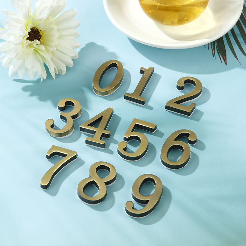 1PCS Metal House Number Self-Adhesive Apartment Door Numbers House Number Plate for Outdoor Hotel Home Mail Box Label #0-9