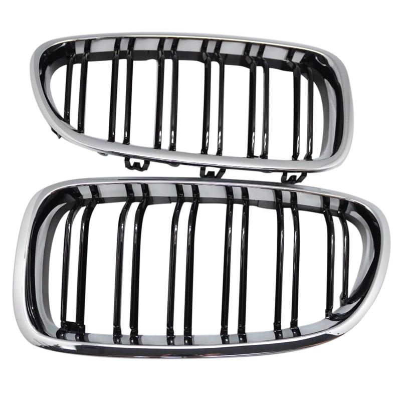 Argent + noir double aileron Grille avant Grille capot nez pour BMW F10 F11 5: Default Title