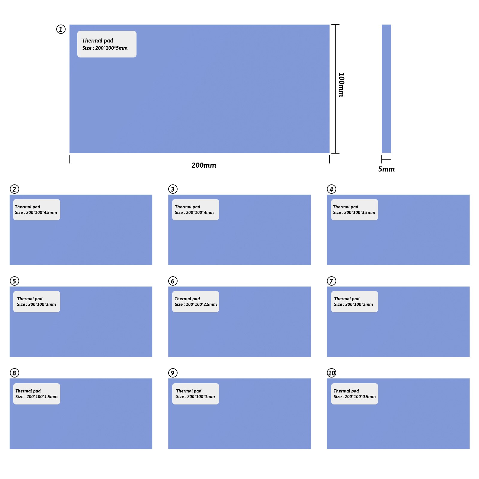 6.0 W/mK GPU CPU Heatsink Cooling Conductive Silicone Pad 100mm*200mm*5mm Thermal Pad термопрокладка