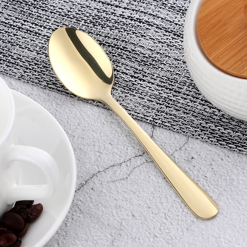 Cuillère à thé en acier inoxydable Rose or | Ustensiles de table, cuillère en or de cuillère à café Vintage, outil de cuisine de fête 10 pièces: pale gold / 5pcs