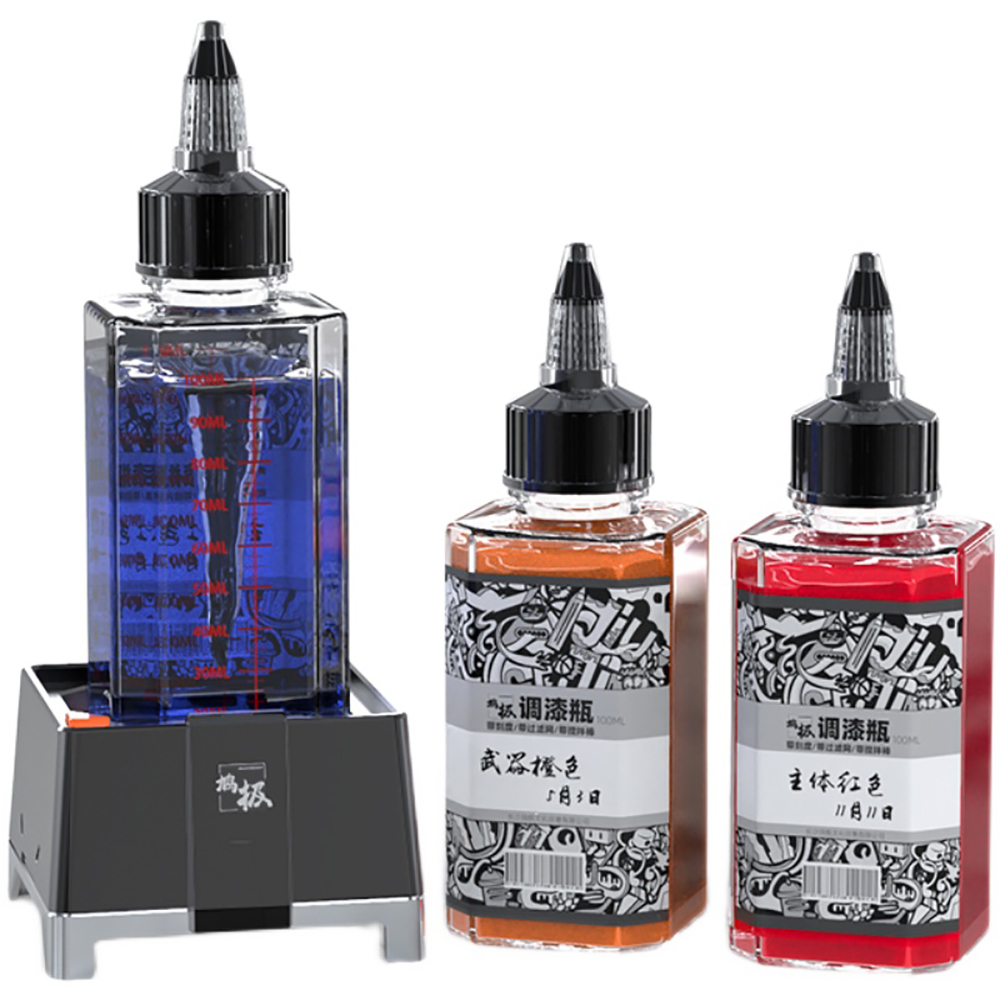 Mini Magnetic Turbine Type Paint Shaker DIY Model Paint Electric Shaking Machine Paint Dilution Mixer With 3Pcs 100ML Bottle