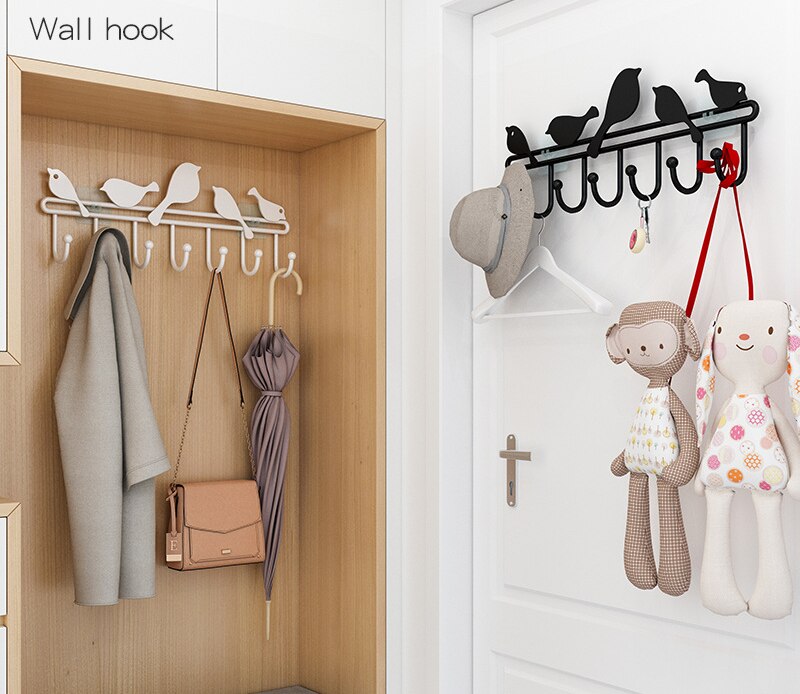 Self Adhesive Hooks Cat Bird Squirrel Pattern Storage Holder for Bathroom Kitchen Hanger Iron Wall Hanging Door Coat Racks