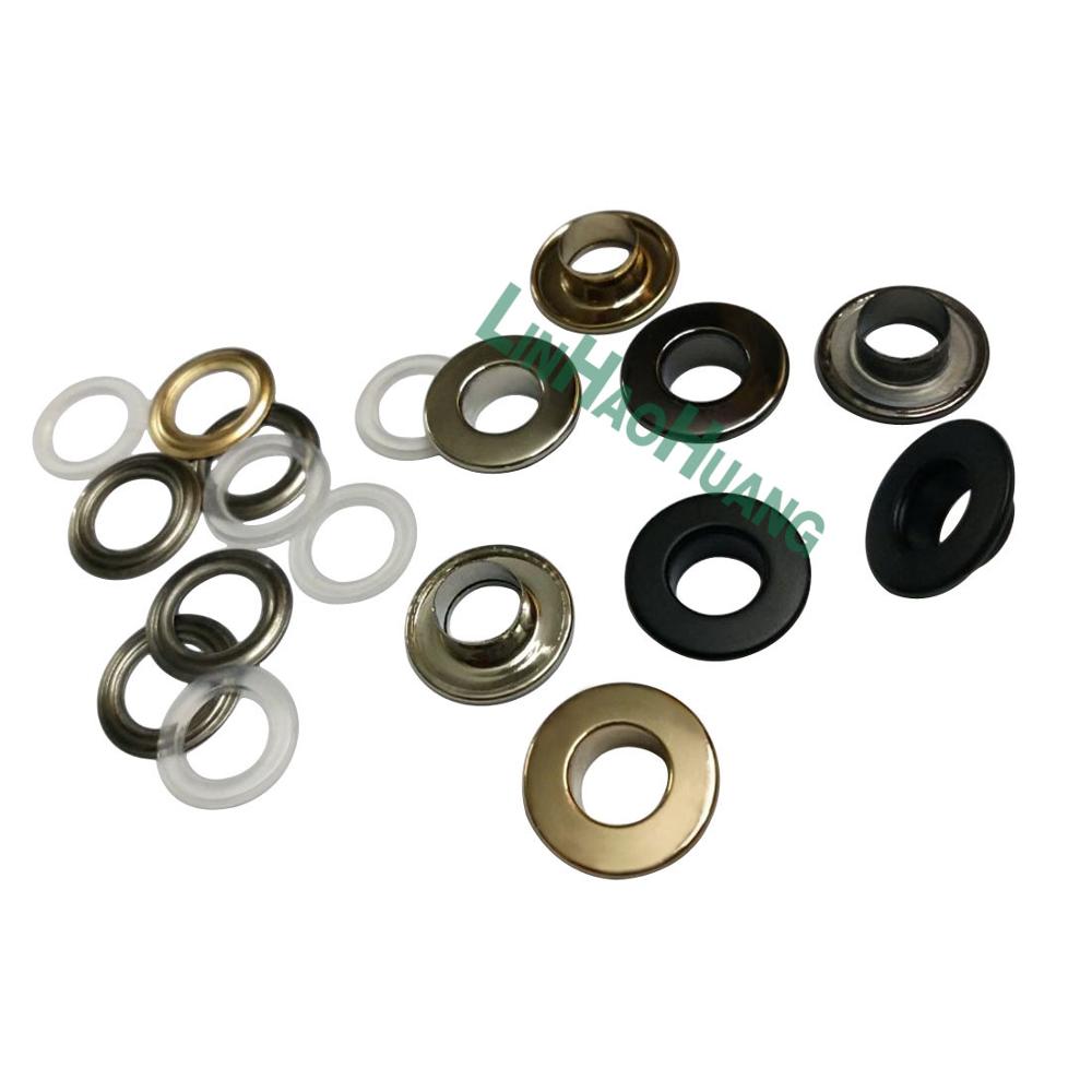 100sets/lot No Sew metal brass eyelets with washer 8mm*16mm round flat metal grommets 4color