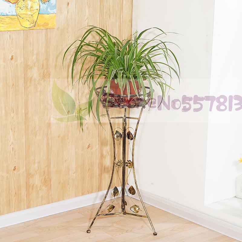 Support de fleurs vertes en fer forgé à une seule couche, pot d'orchidées suspendu d'intérieur pour balcon européen: Height 98cm 2