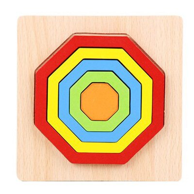 1PCS Wooden Puzzle Toys for Children Geometric Shape Montessori 3D Puzzle Toys for Baby Early Educational Learning: A