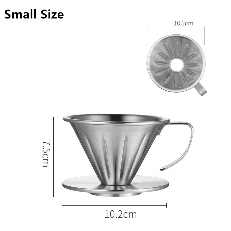 Rustfritt stål kaffedråper motor  v60 stil kaffe drypp filter kopp kaffe filter te slagg trakt hånd slagg dobbelt filter: S