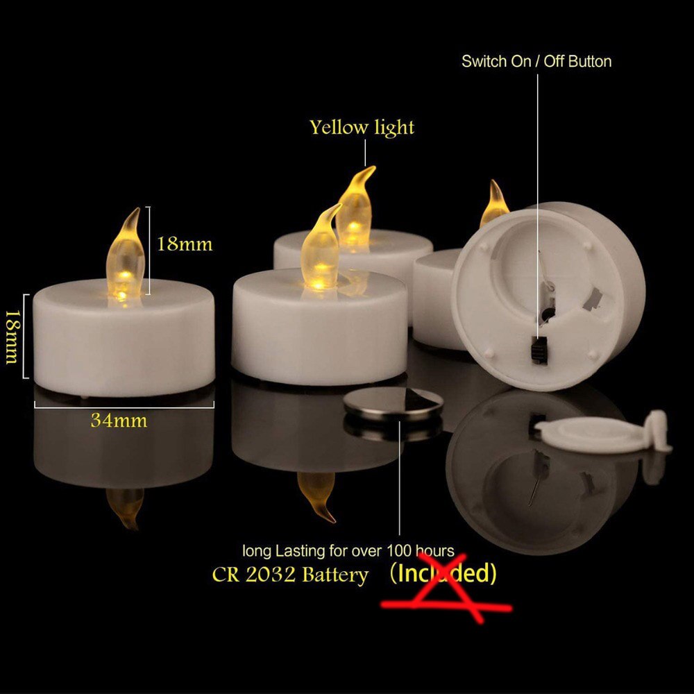 Velas a pilas para decoración, iluminación LED sin llama perfecta para decorar bodas, candelitas decorativas con luz parpadeante, 12 unidades