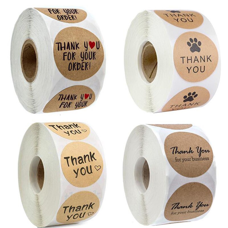 500 Stuks Dank U Voor Uw Bestelling Kraft Sticker Handgemaakte Verpakking Seals Label