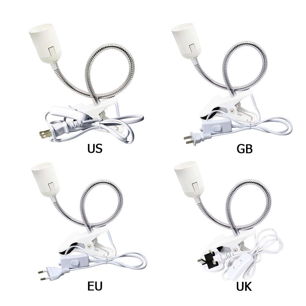 Adapter Screw Lamp Extender E27 Lamp Holder Clamp Double Control 360 Degree Flexible Clip Long Hose Clamp 400mm
