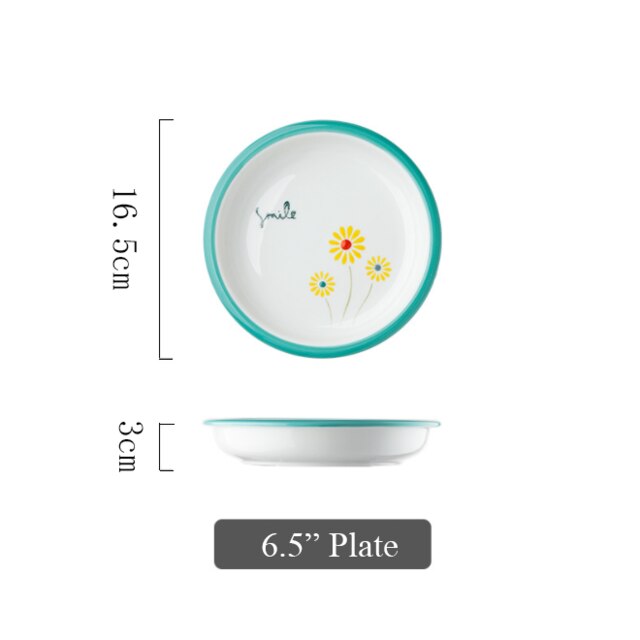 Keramische Diner Borden Kommen Set Leuke Bloem En Perzik Patroon Huishouden Enkele Grote Servies Vajilla Тарелки Для Еды: A7