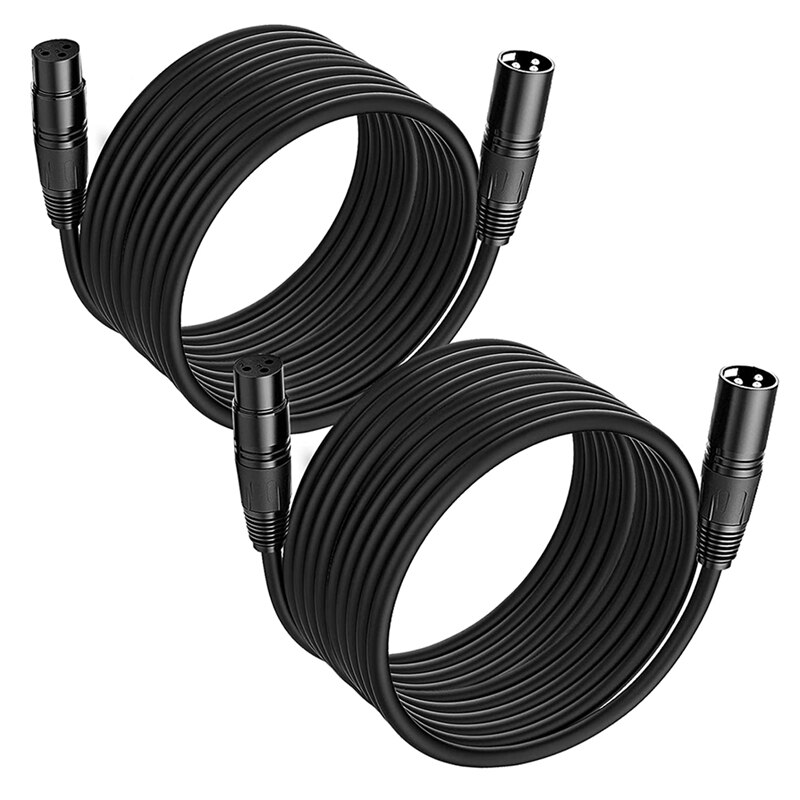 Pack complet de 2 câbles de Microphone XLR, XLR mâle à XLR femelle, cordon de micro équilibré à 3 broches, câble Flexible DMX pour Microphone de 25 pieds: Default Title