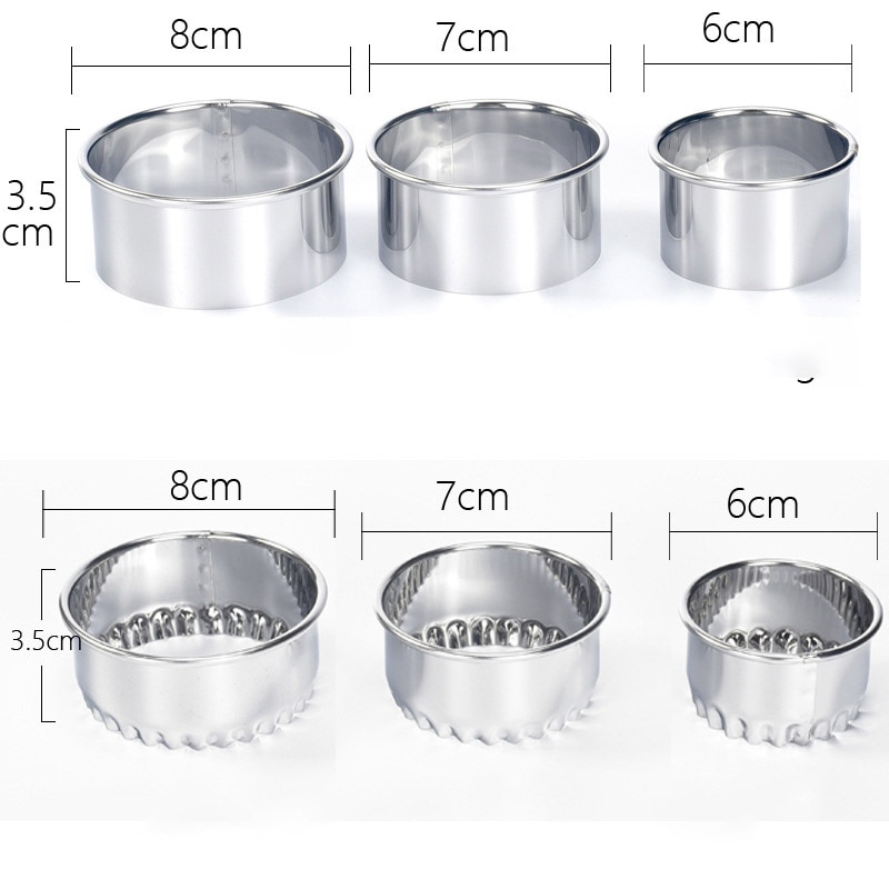 3 Stks/set Knoedel Wrapper Mallen Cookie Cutter Stainleess Stalen Ronde/Bloemvorm Draagbare Deeg Snijden Model Voor Jiaozi