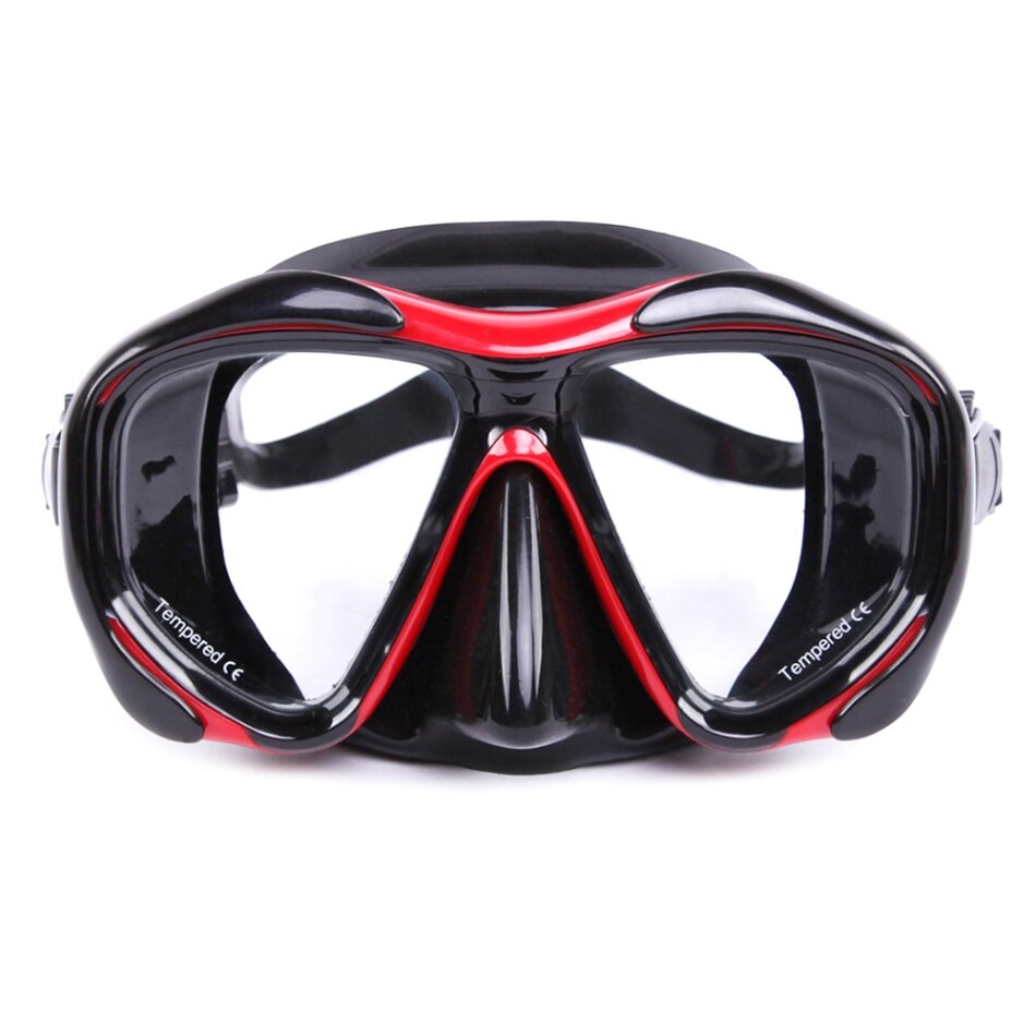 Professionele Siliconen Gear Scuba Duikbril Snorkel Volwassenen Anti-Fog Uv Waterdichte Zwemmen/Dive Bril Mannen Vrouwen bril: Red