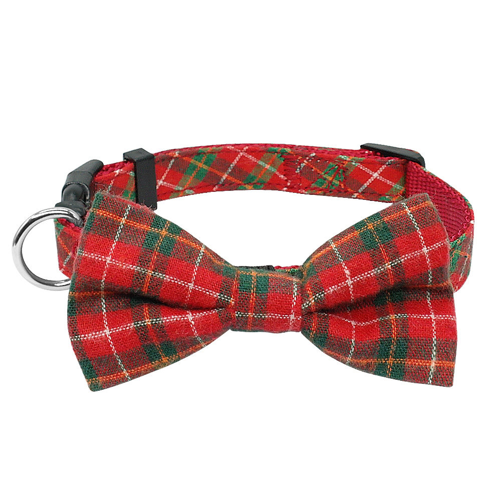 Plaid hundehalsbånd med bowtie hvalp justerbar bowknot kraver til små mellemstore hunde katte chihuahua jul: Rød 1 / S