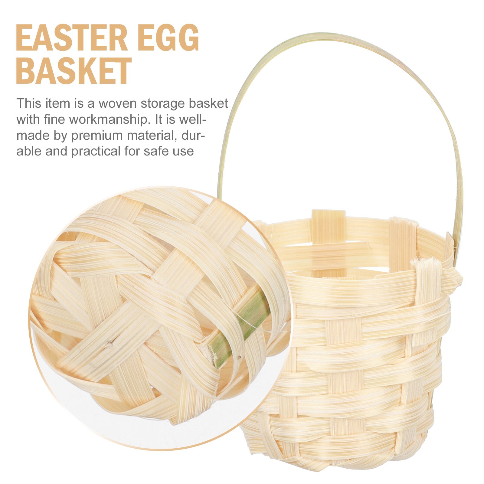 6pcs Woven Bamboo Easter Egg Storage Baskets Woven Easter Baskets