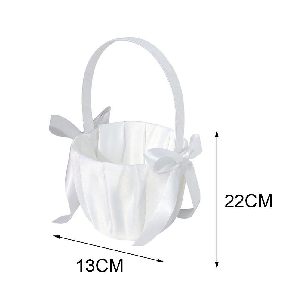 Bryllup blomsterkurv blomsterpige kurv blonder perle romantisk hvid rhinsten dekoration til bryllup ceremoni fest kurv: B