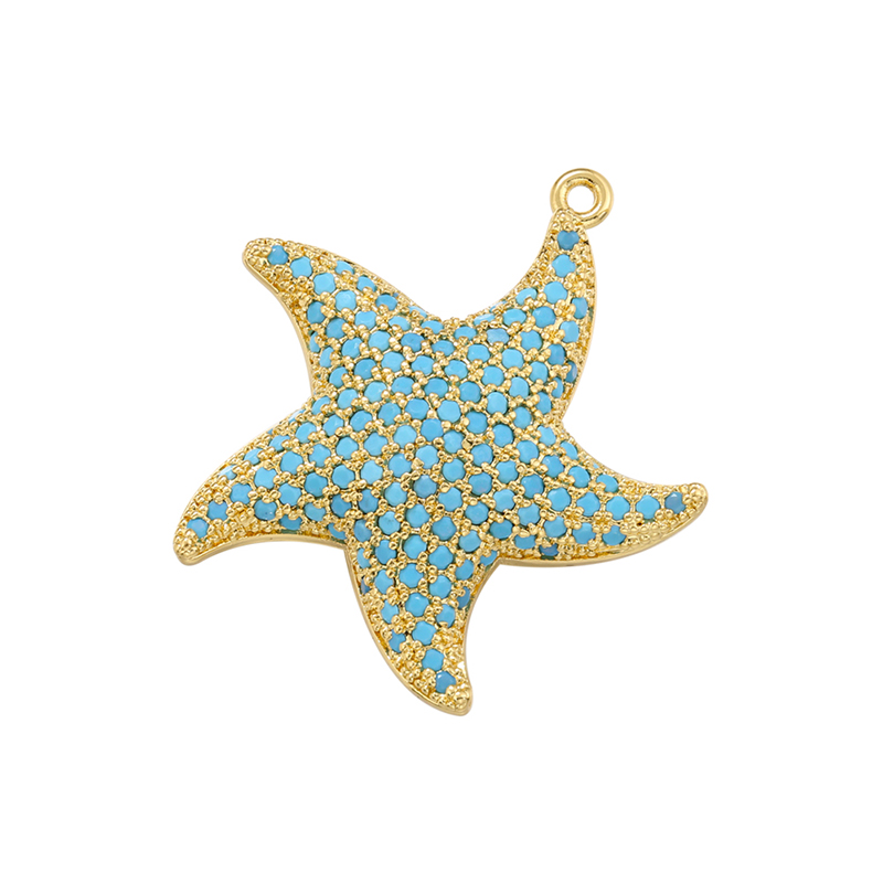 ZHUKOU-abalorios de estrella de mar para fabricación de joyas, colgantes de circonia cúbica para collares DIY, accesorios de joyería, VD1248
