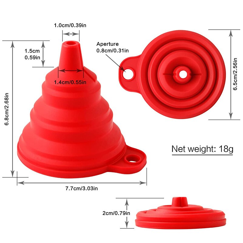 Weckpotlifter met handgrepen en 3 maten siliconen opvouwbare trechters rode opvouwbare weckpottrechterset  of 4