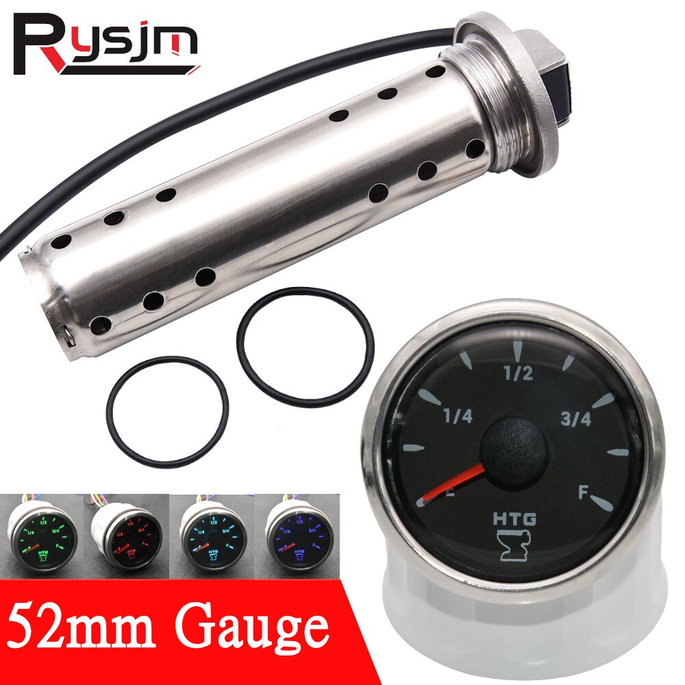 7 Colors Boat Car RV Holding Tank Level Gauge 0-190ohm 52MM Water Sender Unit Sewage Level Meter Gauge Sensor 125~575mm 12V/24V
