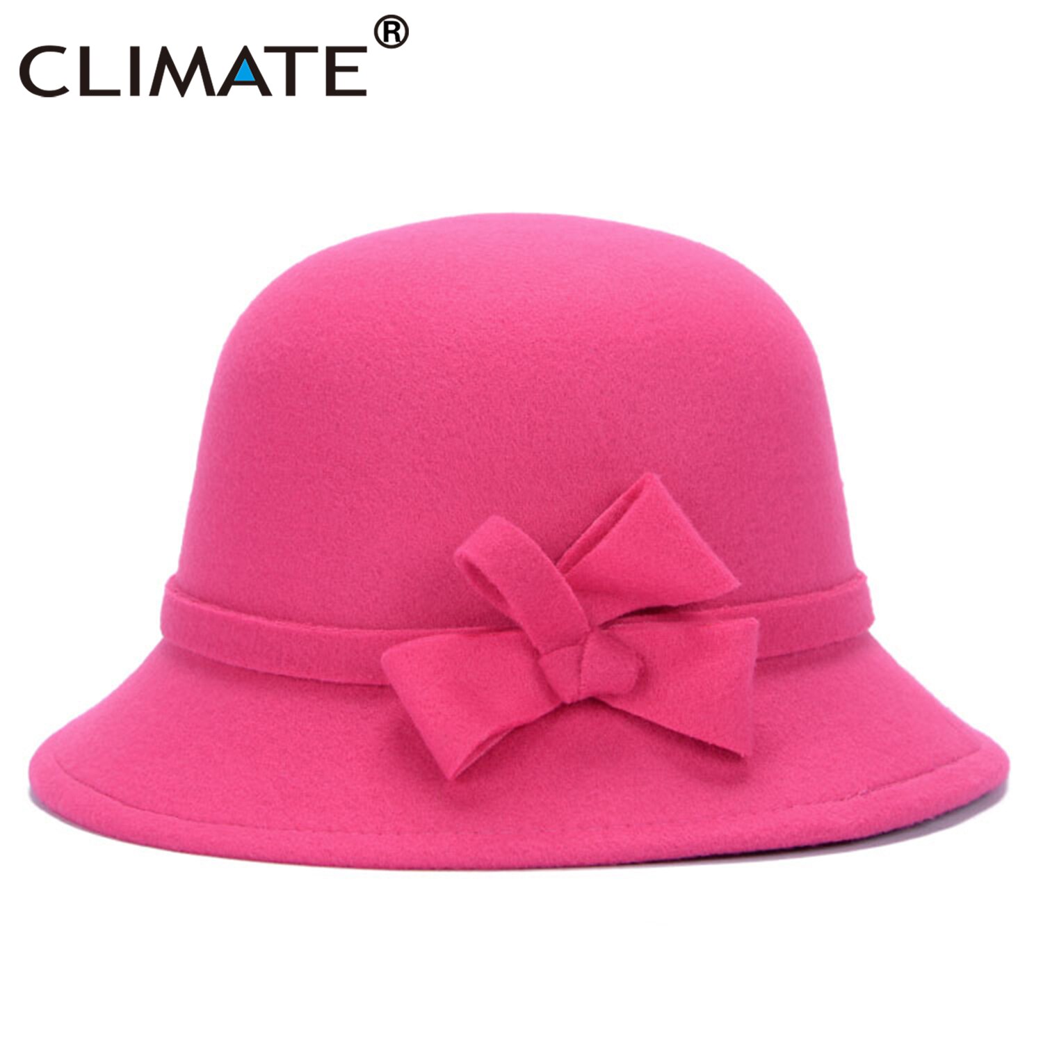 CLIMATE Women Bowknot Fedoras for Woman Fascinator Fedora Hats Ladies Girls Cap Mom Hats Nice Polyester Woolen Cap Hat