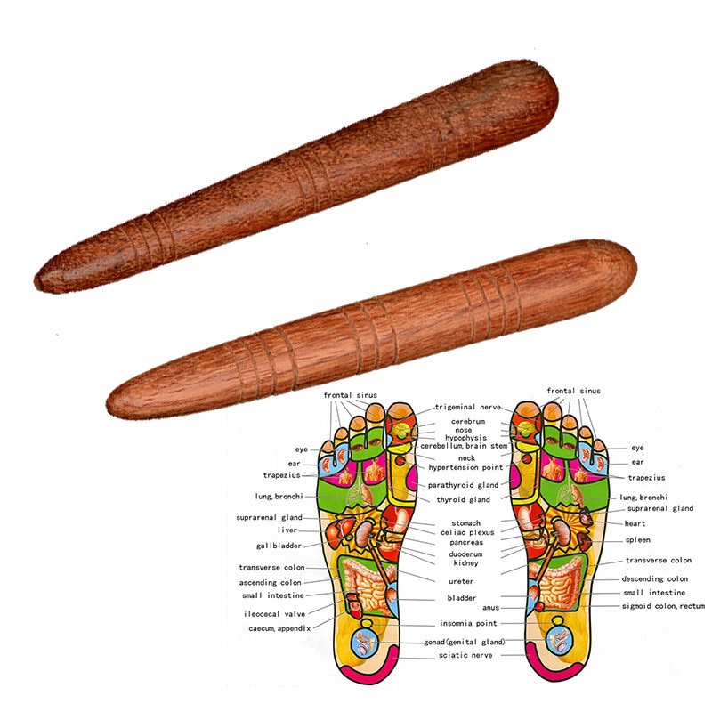 1 2Pcs Wooden Manual Massage Stick Physiotherapy Reflexology Thai Foot Massage Health Therapy Acupressure Relaxation Care Tools