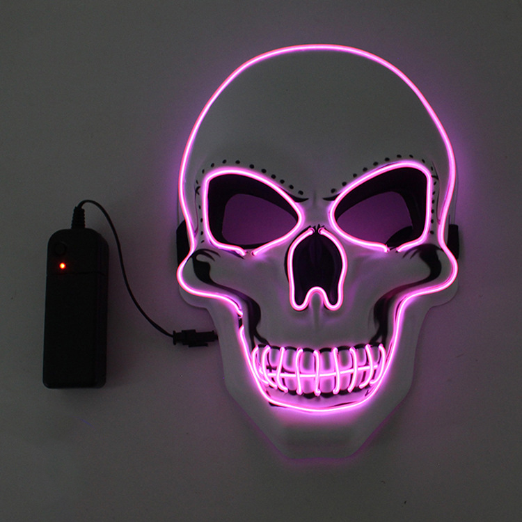 Halloween Horror Skull Mask LED Cold Light Mask LED Halloween Mask Cosplay Mask Halloween Party Decoration Luminous Skull Masks: Pink