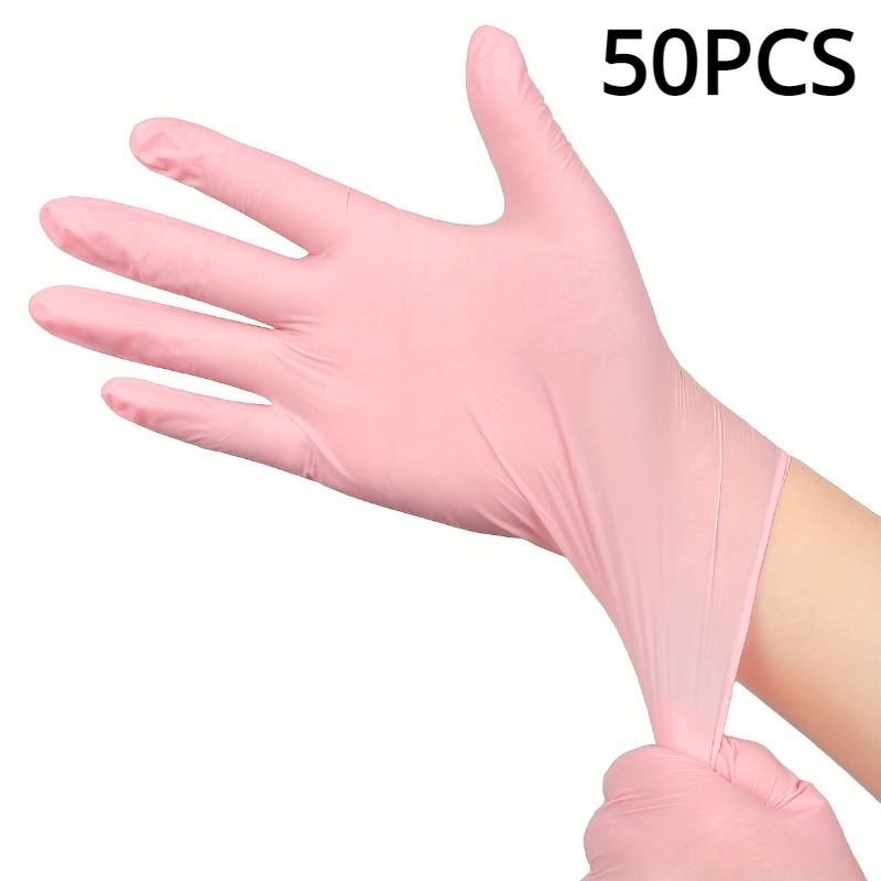 100/50/20PCS Light Pink Disposable Nitrile Gloves Waterproof Anti-static Durable Light Pink Gloves For Kitchen Cooking Tools: L / Yellow
