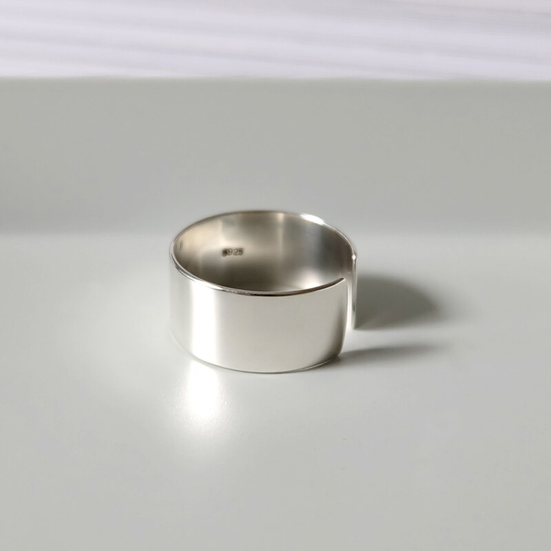 925 Sterling Silver Ampio Anello Della Catena Set Argento Vintage Selvaggio Piazza Striscia Catena Anelli Aperti per le Donne Nuovo Gioielleria Raffinata Regalo lucido: B