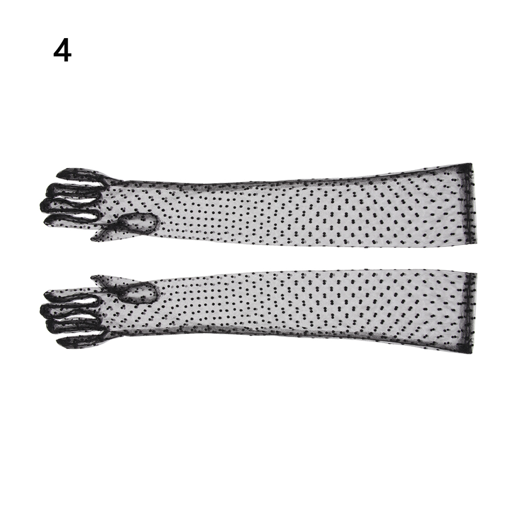Guanti da donna con protezione solare guanti eleganti da donna lunghi in Tulle guanti elastici in pizzo pieno guanti sottili in garza a rete per la guida: 4