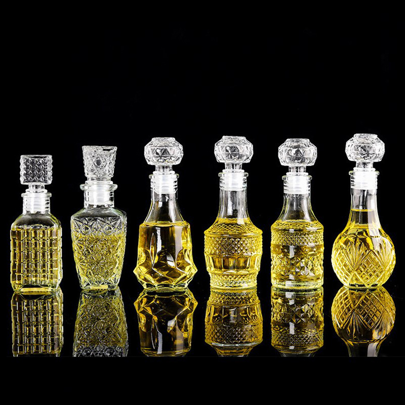 1 buc 50ml sticle mici transparente goale de whisky, vin, sticle mini de alcool din sticlă cu capac cu filet, decantor de whisky
