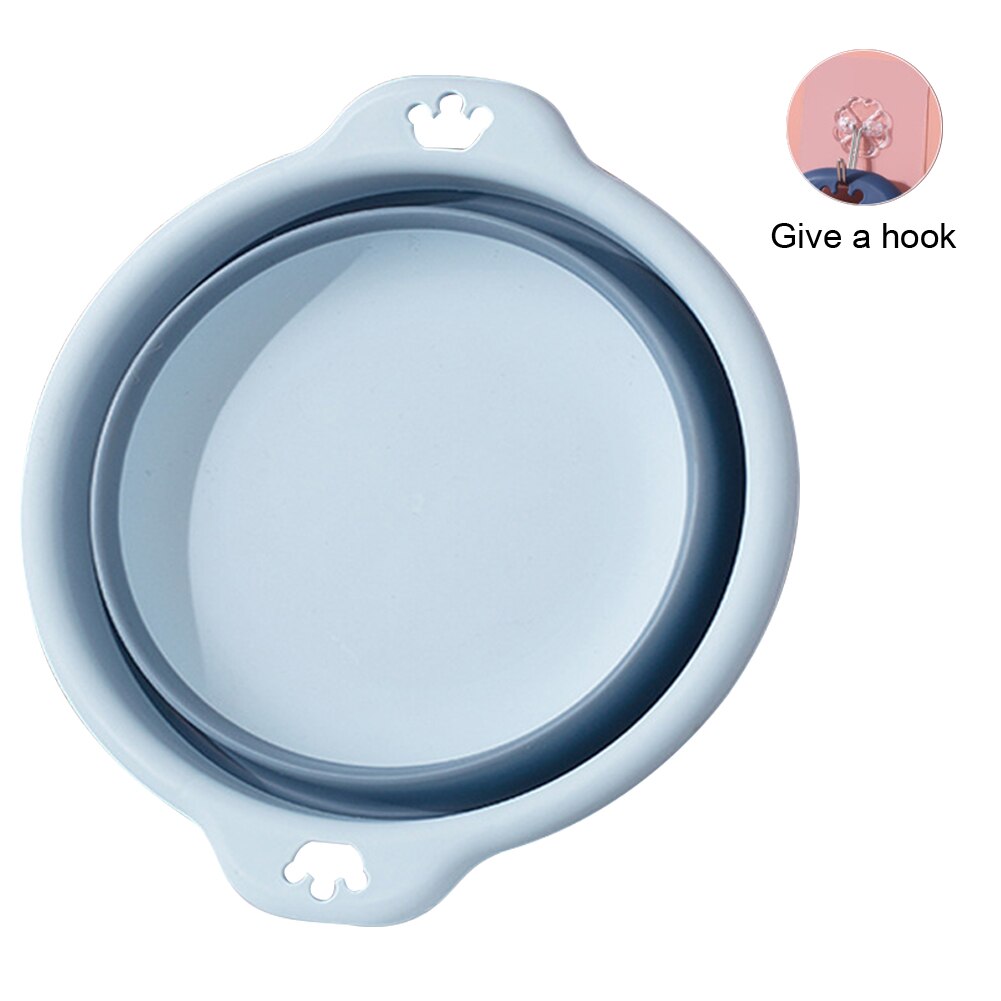 Round Collapsible Laundry Tub Foldable Washbasin Clean Bathroom Kitchen Space Saving Home Basket Portable Travel Picnic Camping: Light Blue M