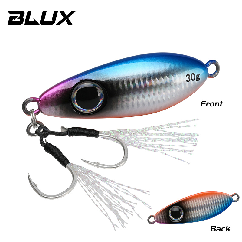 BLUX-cuchara tipo anzuelo de Metal, señuelo de pesca con cuchara, 30G, cebo Artificial, Shore, Jigging lento duro, fundición larga, lubina, atún, aparejos de agua salada: Verde claro