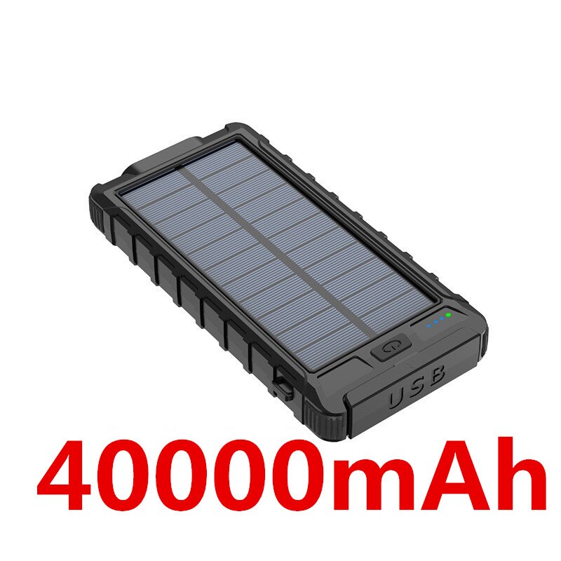 Banco de energía solar de alta capacidad, 80.000 mAh, carga rápida y conveniente, para Samsung PD, iPhone 11 pro, Xiaomi mi: Black-40000mAh