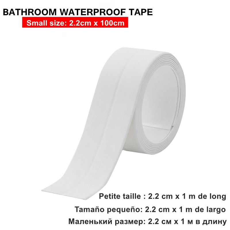 Pvc Zelfklevende Badkamer Tape Stickers Douche Wastafel Bad Afdichtstrip Tape Pvc Waterdicht Muursticker Voor Badkamer Keuken: 2.2x100cm White