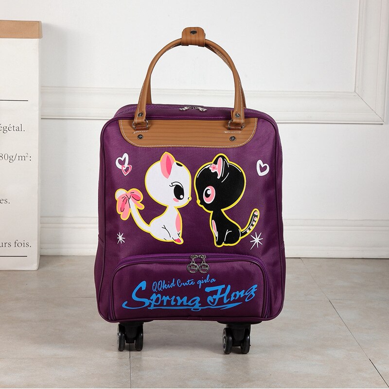 Imperméable à l'eau haute oapacité sac de voyage épais Style valise à roulettes chariot bagages dame hommes voyage sacs valise à roulettes Suplies: Purple A4