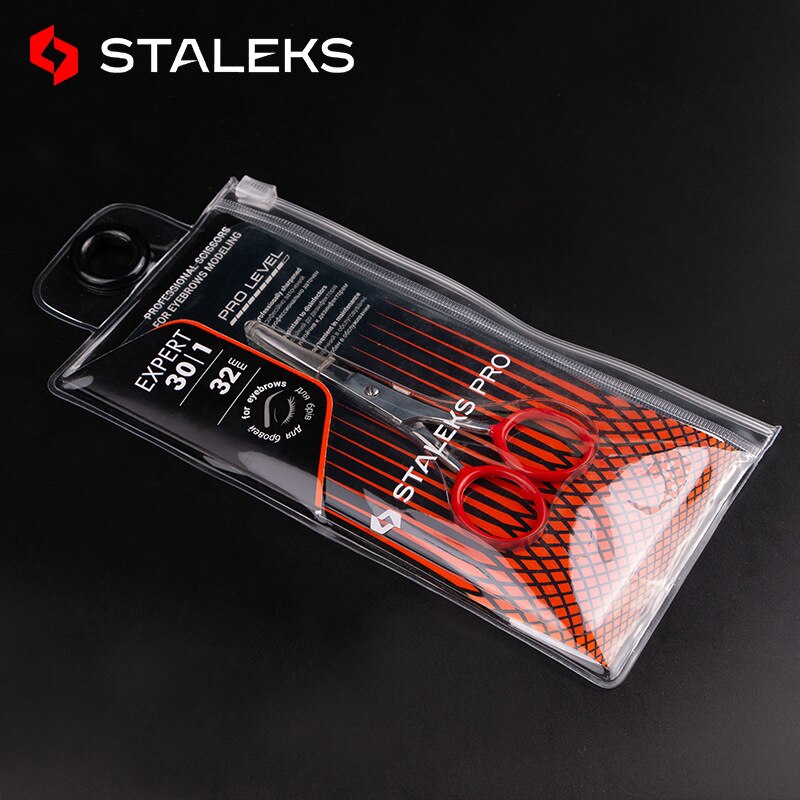 1Pc Staleks Professionele SE-30-1 Wenkbrauw Schaar Rode Handvat Dubbele Ooglid Sticker Rvs Schoonheid Schaar Make-Up Tool