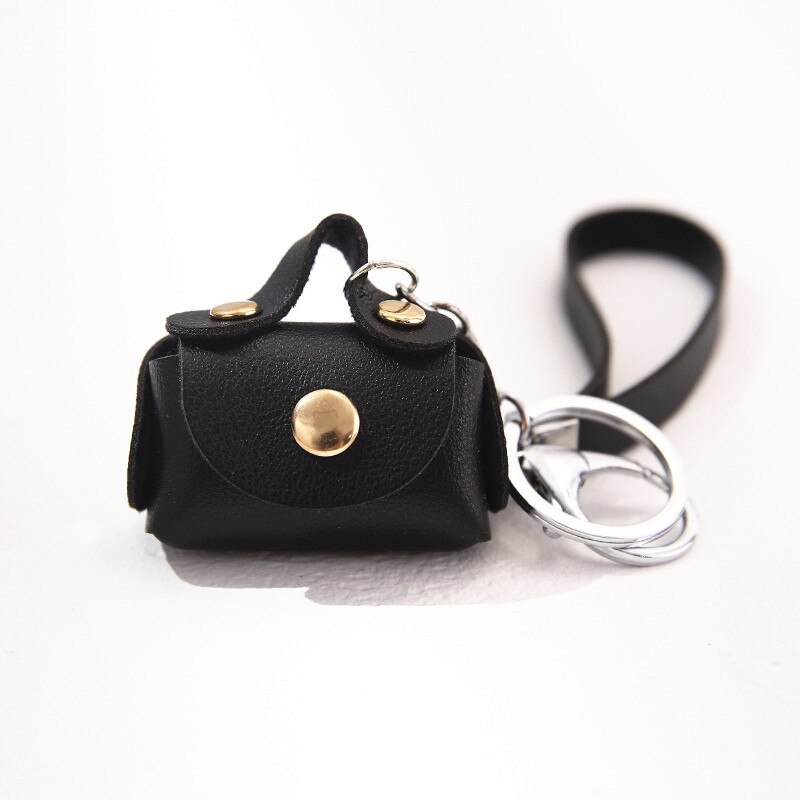 mignon sac de monnaie avec porte-clés en cuir PU porte-monnaie fermeture éclair Mini portefeuilles porte-clés petit sac à main sac sacs à main: Black