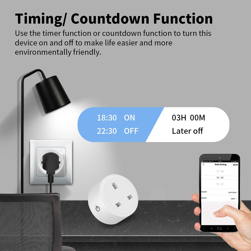 Tuya ZigBee Smart Plug Socket UK Plug Power Monitor Works With Alexa Google Home