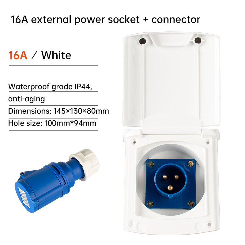 RV External Power Connector 220V-240V 16A External Flush Hook Up Waterproof Plug Socket Camper Caravan Accessories: Red