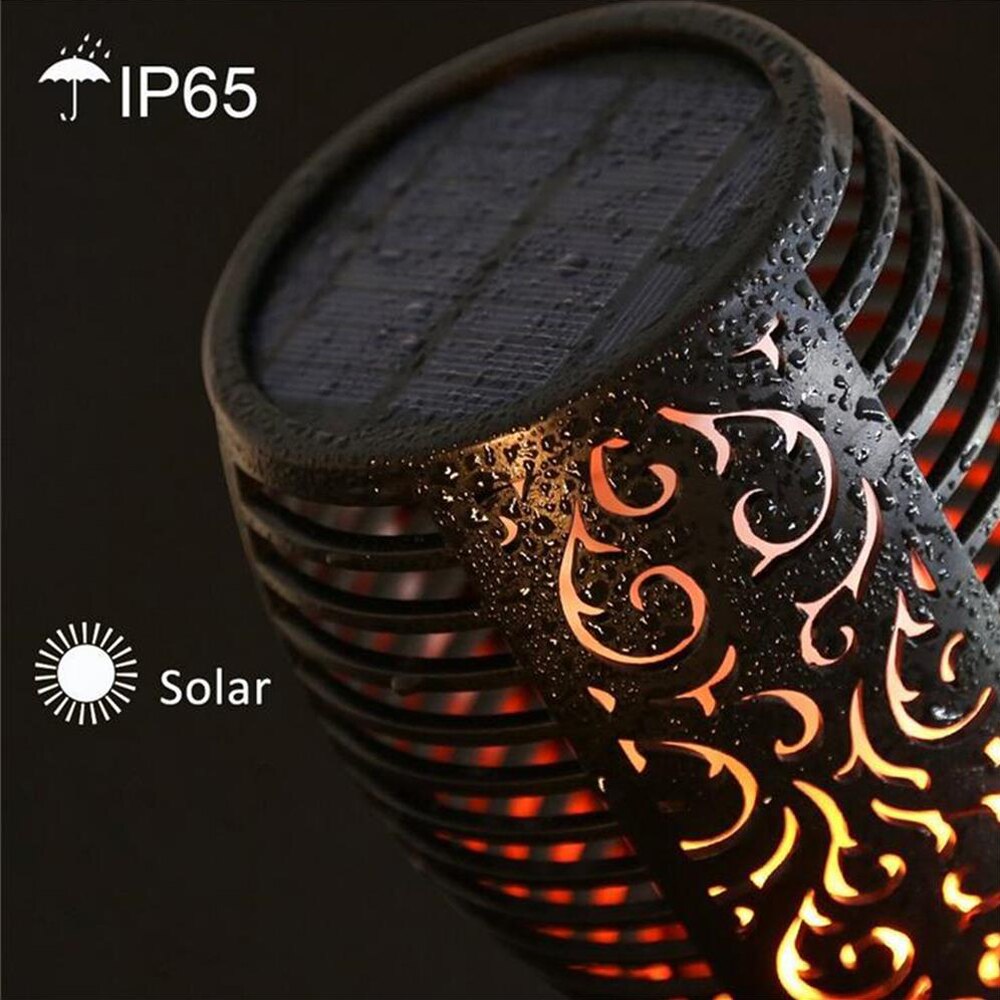 Solar Flame Lights Outdoor Led Tuin Effect Pathway Oprit Flickering Zaklampen Lampen Waterprof